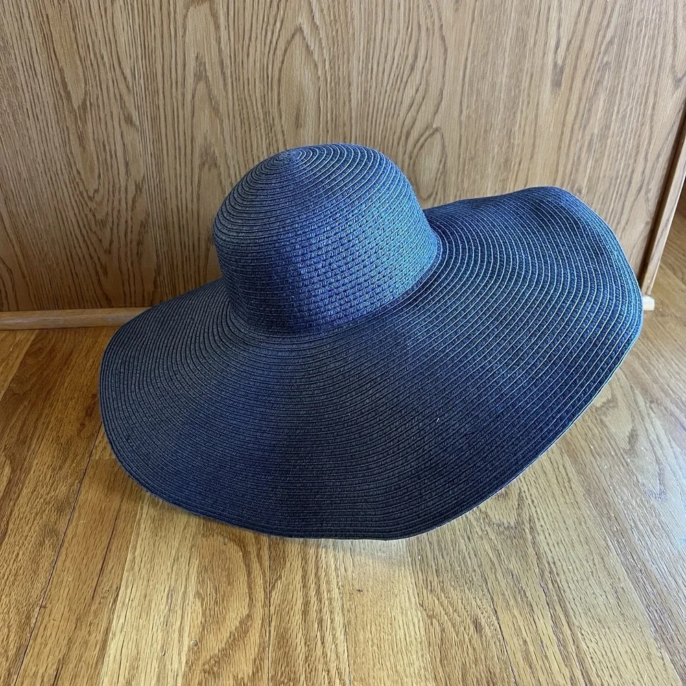 Boden Sun Hat Wide Brim Navy Vacation Beach Nautical Floppy Paper 21.5 Small/Med